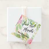 Roze Bloemen & Kalligrafie Liefde en Bedankt bruil Bedankjes Labels (In situ)