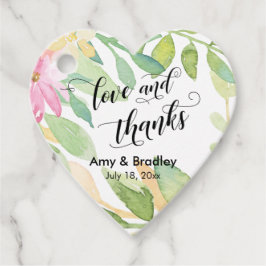 Roze Bloemen & Kalligrafie Liefde en Bedankt bruil Bedankjes Labels