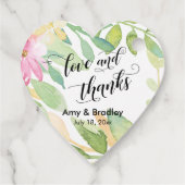 Roze Bloemen & Kalligrafie Liefde en Bedankt bruil Bedankjes Labels (Achterkant)