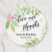 Roze Bloemen & Kalligrafie Liefde en Bedankt bruil Bedankjes Labels (Achterkant)