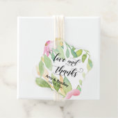 Roze Bloemen & Kalligrafie Liefde en Bedankt bruil Bedankjes Labels (In situ)