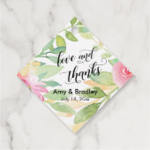 Roze Bloemen & Kalligrafie Liefde en Bedankt bruil Bedankjes Labels (Achterkant)