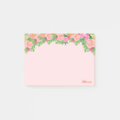 Roze bloemen & kalligrafie op lichtroze post-it® notes (Voorkant)