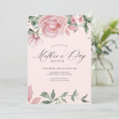 Roze bloemen kalligrafie script Moederdag brunch Kaart (Staand voorkant)