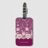 Roze Bloemen Kant Bagagelabel (Voorkant (verticaal))