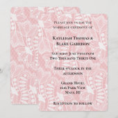 Roze Bloemen Kant Bruiloft Kaart (Voorkant / Achterkant)