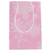 Roze Bloemen Kant Bruiloftsdouche Medium Cadeauzakje (Voorkant)