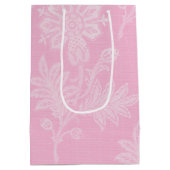 Roze Bloemen Kant Bruiloftsdouche Medium Cadeauzakje (Achterkant)