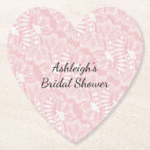 Roze Bloemen Kant Bruiloftsontvangst Kartonnen Onderzetters (Voorkant)