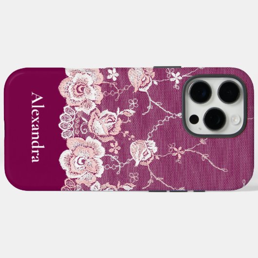 Roze Bloemen Kant Case-Mate iPhone Case (Achterkant (horizontaal))