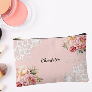 Roze bloemen kant etui