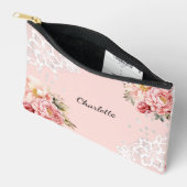 Roze bloemen kant etui (Open)