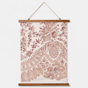 Roze Bloemen Kant Hangend Wandkleed