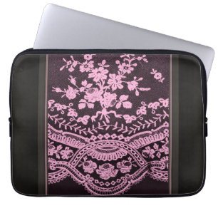 Roze Bloemen Kant Laptop Sleeve