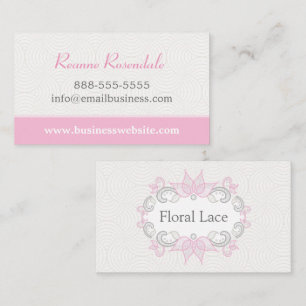 Roze Bloemen Kant op Waves Visitekaartje