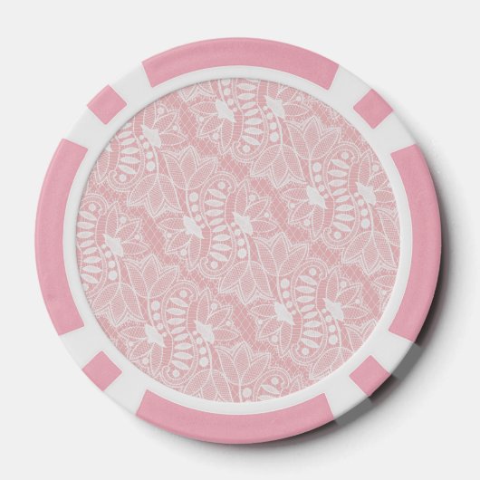 Roze Bloemen Kant Poker Chips (Achterkant)