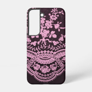 Roze Bloemen Kant Samsung Galaxy Hoesje