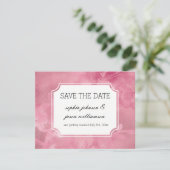 Roze bloemen kant save the date (Staand voorkant)