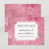 Roze bloemen kant save the date (Voorkant / Achterkant)