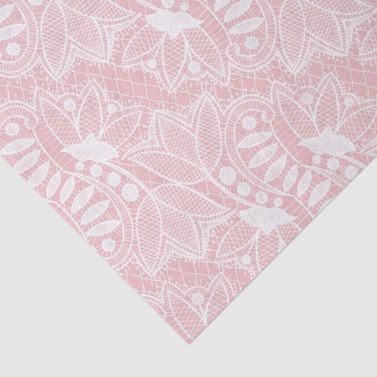 Roze Bloemen Kant Tissuepapier (Detail)