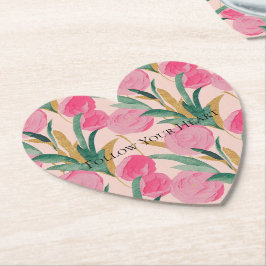 Roze bloemen kartonnen onderzetters