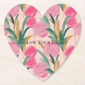 Roze bloemen kartonnen onderzetters (Voorkant)