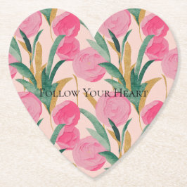 Roze bloemen kartonnen onderzetters