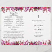 Roze Bloemen Katholieke Huwelijksceremonie Program (Voorkant)
