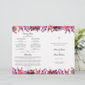Roze Bloemen Katholieke Huwelijksceremonie Program (Staand voorkant)