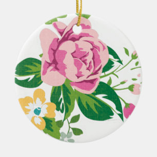 roze bloemen keramisch ornament