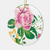  roze bloemen keramisch ornament (Links)