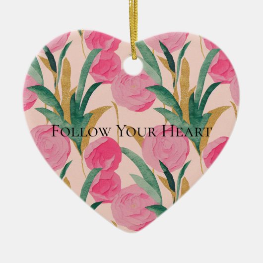 Roze bloemen keramisch ornament (Voorkant)