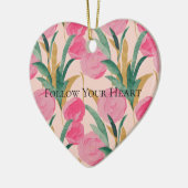 Roze bloemen keramisch ornament (Links)