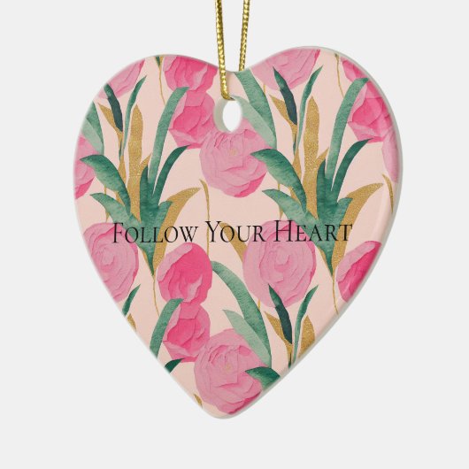 Roze bloemen keramisch ornament (Links)