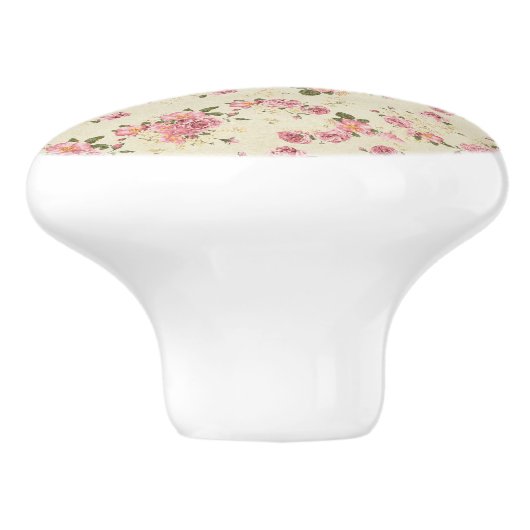  Roze Bloemen Keramische Knop (Zijkant)