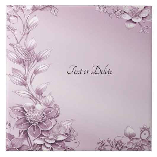 Roze Bloemen Keramische Tegel Tegeltje (Voorkant)