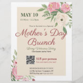 Roze Bloemen Kerk Moederdag Brunch Flyer (Voorkant)