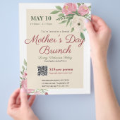 Roze Bloemen Kerk Moederdag Brunch Flyer (Hand)