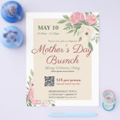 Roze Bloemen Kerk Moederdag Brunch Flyer (Enkel)