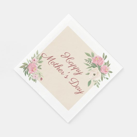 Roze Bloemen Kerk Moederdag Brunch Servet (Hoek)