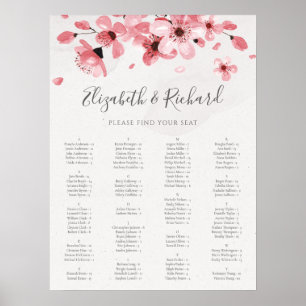 Roze Bloemen Kersenbloesem Bruiloft Zitkaarten Poster
