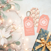 Roze  Bloemen Kerst Cadeaulabel