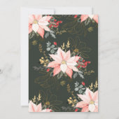 Roze Bloemen Kerst Eet Drink en Wees vrolijk feest Kaart (Achterkant)