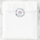 Roze Bloemen Kerst Envelop Afdichtingen Ronde Sticker (Tas)