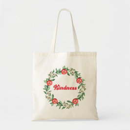 Roze Bloemen Kerst Krans Canvas tas | goedheid