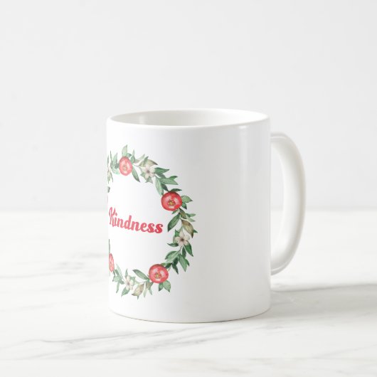 Roze Bloemen Kerst Krans Koffie Mok-vriendelijkhei Koffiemok (Voorkant rechts)