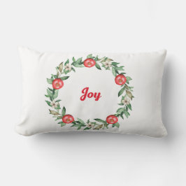 Roze Bloemen Kerst Krans Lumbar Kussen | Vrede