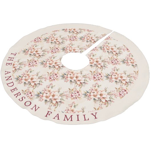  Roze Bloemen Kerstboom Rok (Gekanteld)