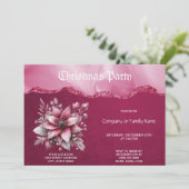 Roze Bloemen Kerstfeest Uitnodiging (Staand voorkant)