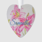 Roze bloemen kerstkledij Naam Decoratie (voorkant)